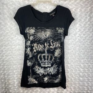 Rock & Republic Ride to Live Top Size Small Black